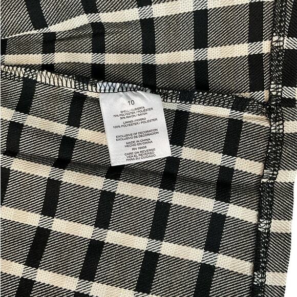 NWT TAHARI Girls Size 10 Babydoll Wrap Dress Black and Tan Strip Plaid - Picture 8 of 10